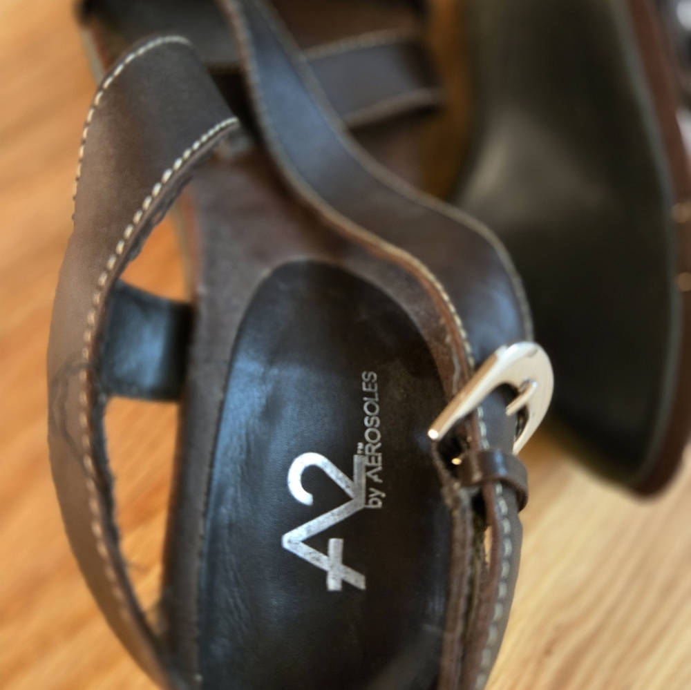 Brown wedge sandals